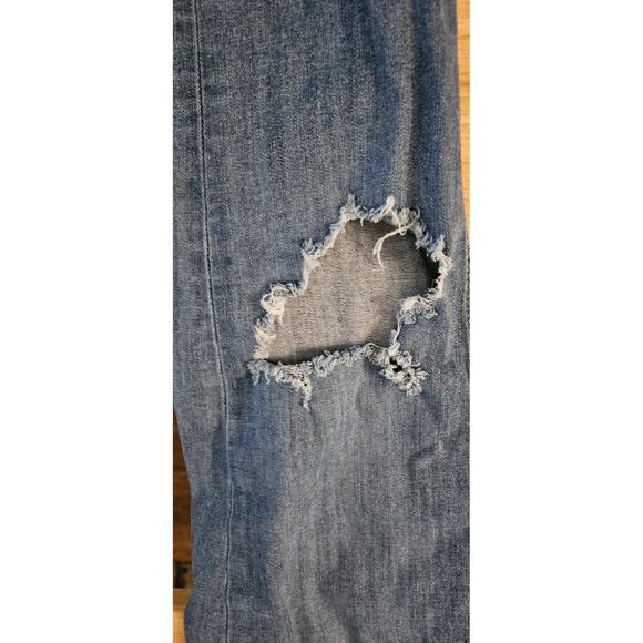 Distressed FREE PEOPLE Anthropologie High Rise Busted‎ Knee Skinny Jeans Size 28 - Picture 4 of 7